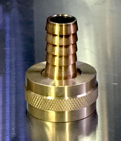 Solid Brass Hose Connector - 3/4" Female Garden Hose (GHT) x Hose Barb