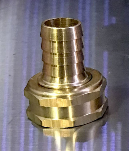 Solid Brass Hose Connector - 3/4" Female Garden Hose (GHT) x Hose Barb