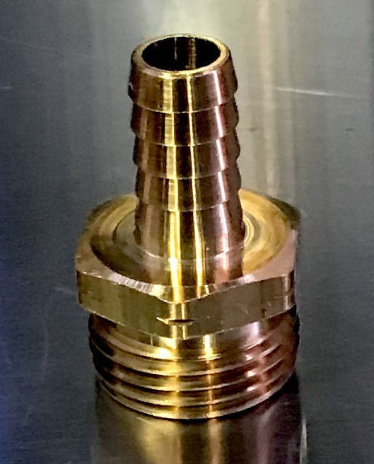 Solid Brass Hose Connector - 3/4" Male Garden Hose (GHT) x Hose Barb