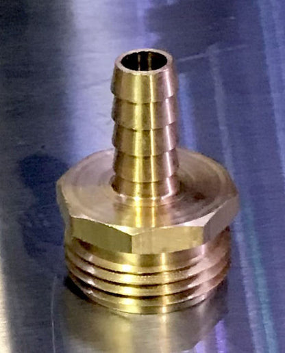 Brass Garden Hose Mender Connector - 3/4" Male GHT To 3/4" Male Hose Barb Fitting